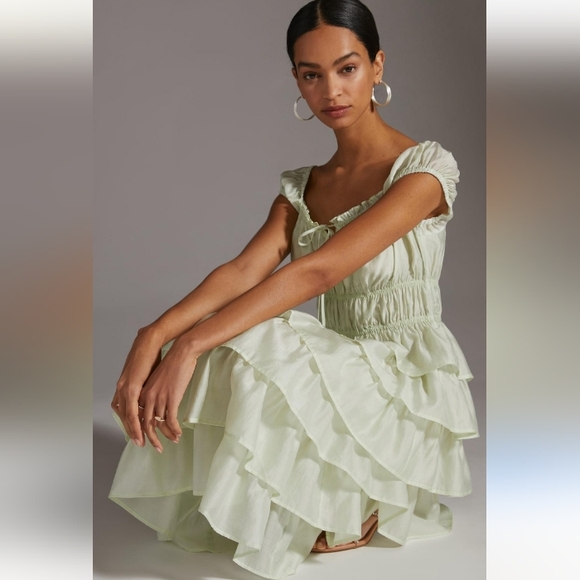 Anthropologie Dresses & Skirts - Anthropologie Current Air Ruffled Tiered Midi Dress Mint L